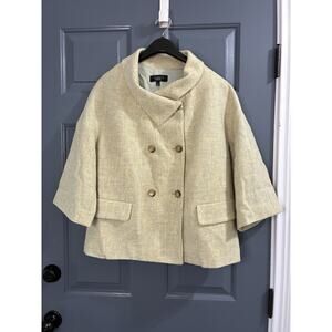 Talbots Jacket Women’s 12 Yellow Green Double Breasted Blazer 100% Wool